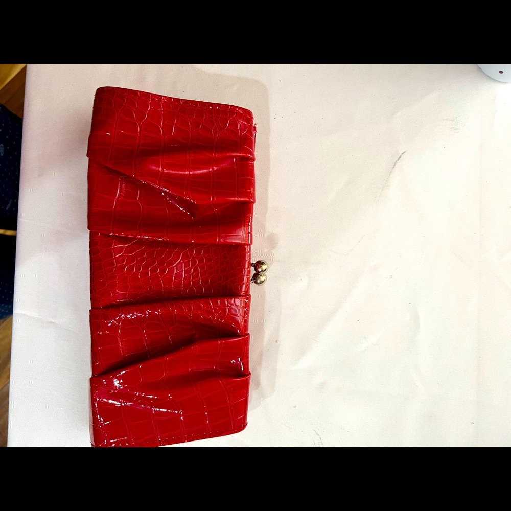 Red vegan leather clutch/handbag
